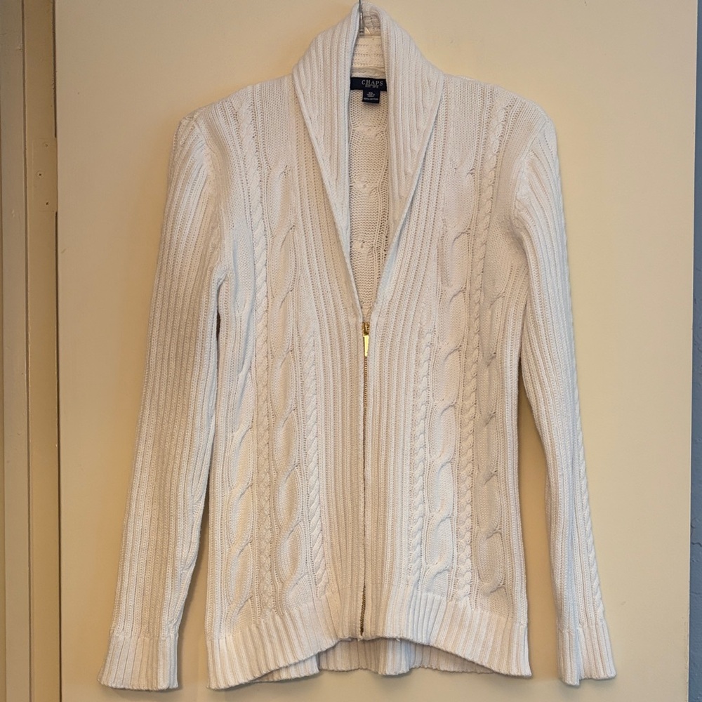 CHAPS Women's‎ Cream Cable Knit Cardigan